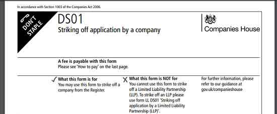 Company Stike Off Form DS01